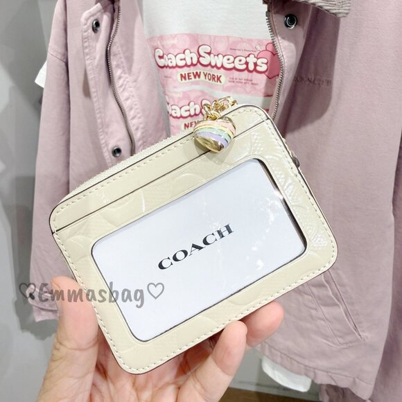 Coach Teri Shoulder Bag Signature Leather Heart Charm CDA98 & CDQ15 Chalk